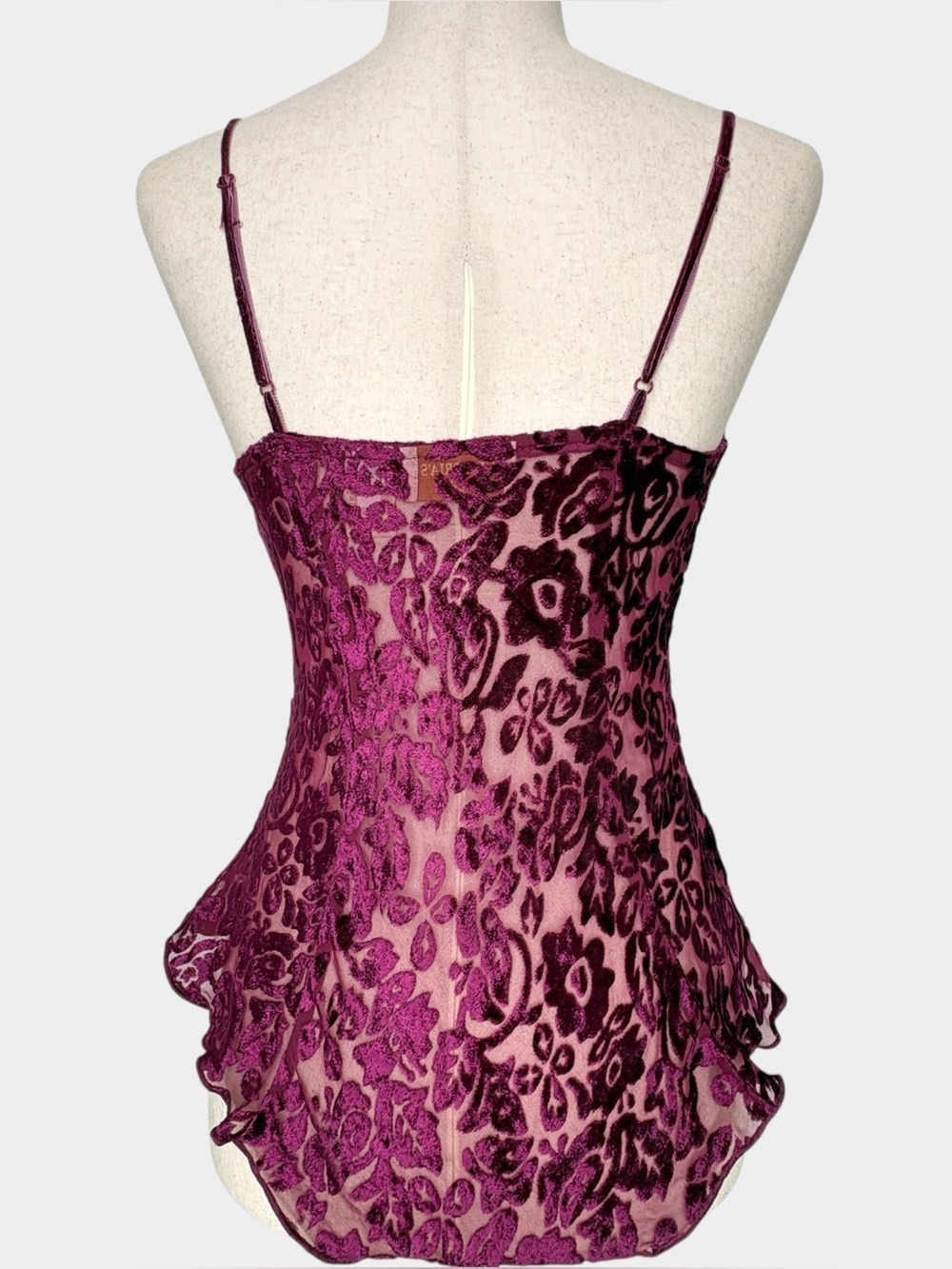 Vtg Victoria Secret Gold Label Burnout Velvet Caged Plunge Bodysuit Whimsigoth P - Picture 7 of 13